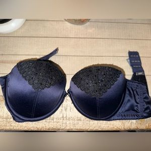 Aeire 34C navy with lace strapless push up bra
